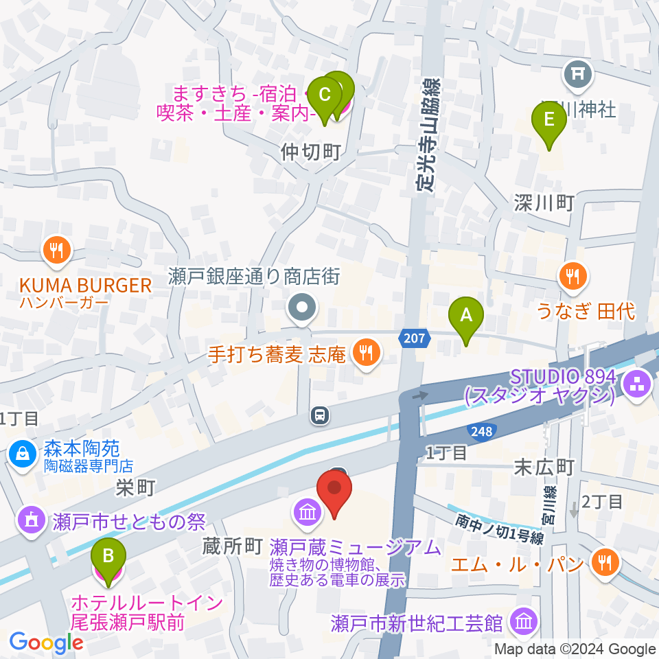 瀬戸蔵周辺のホテル一覧地図