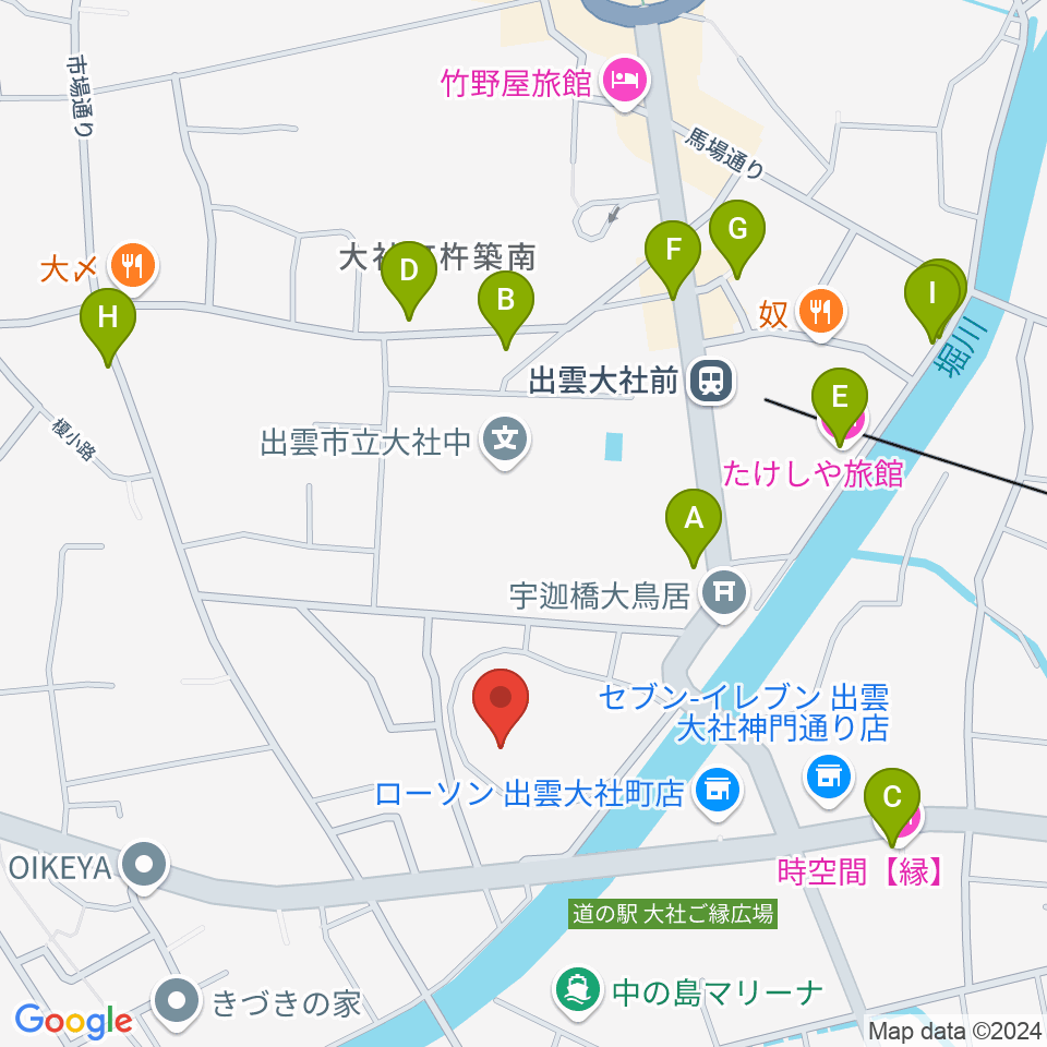 大社文化プレイス うらら館周辺のホテル一覧地図