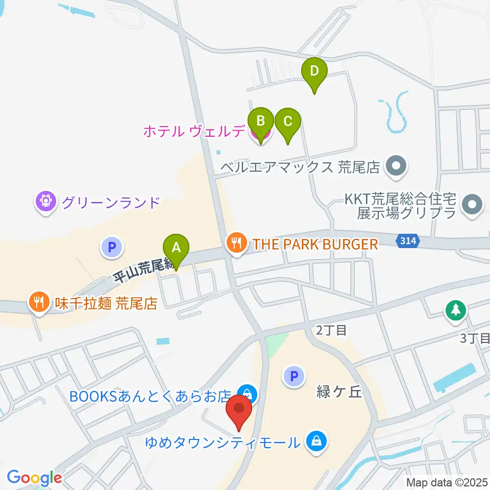 大谷楽器店 荒尾教室周辺のホテル一覧地図