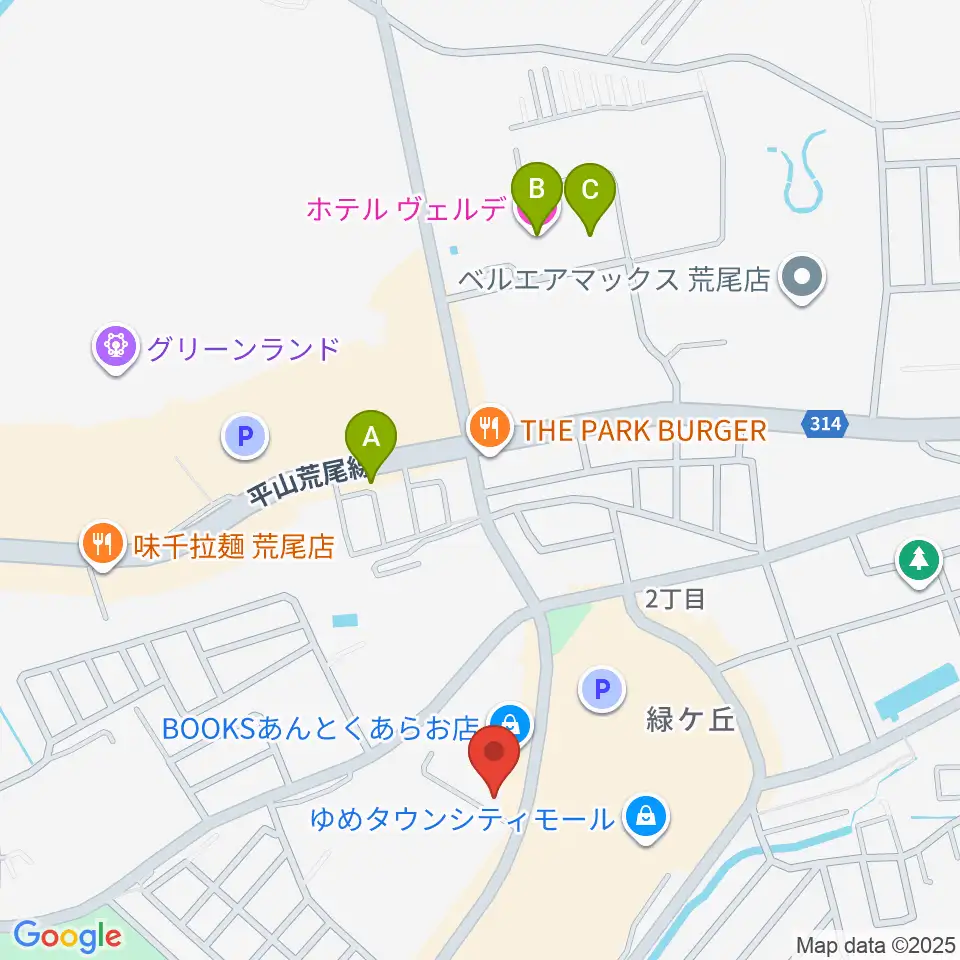大谷楽器店 荒尾教室周辺のホテル一覧地図