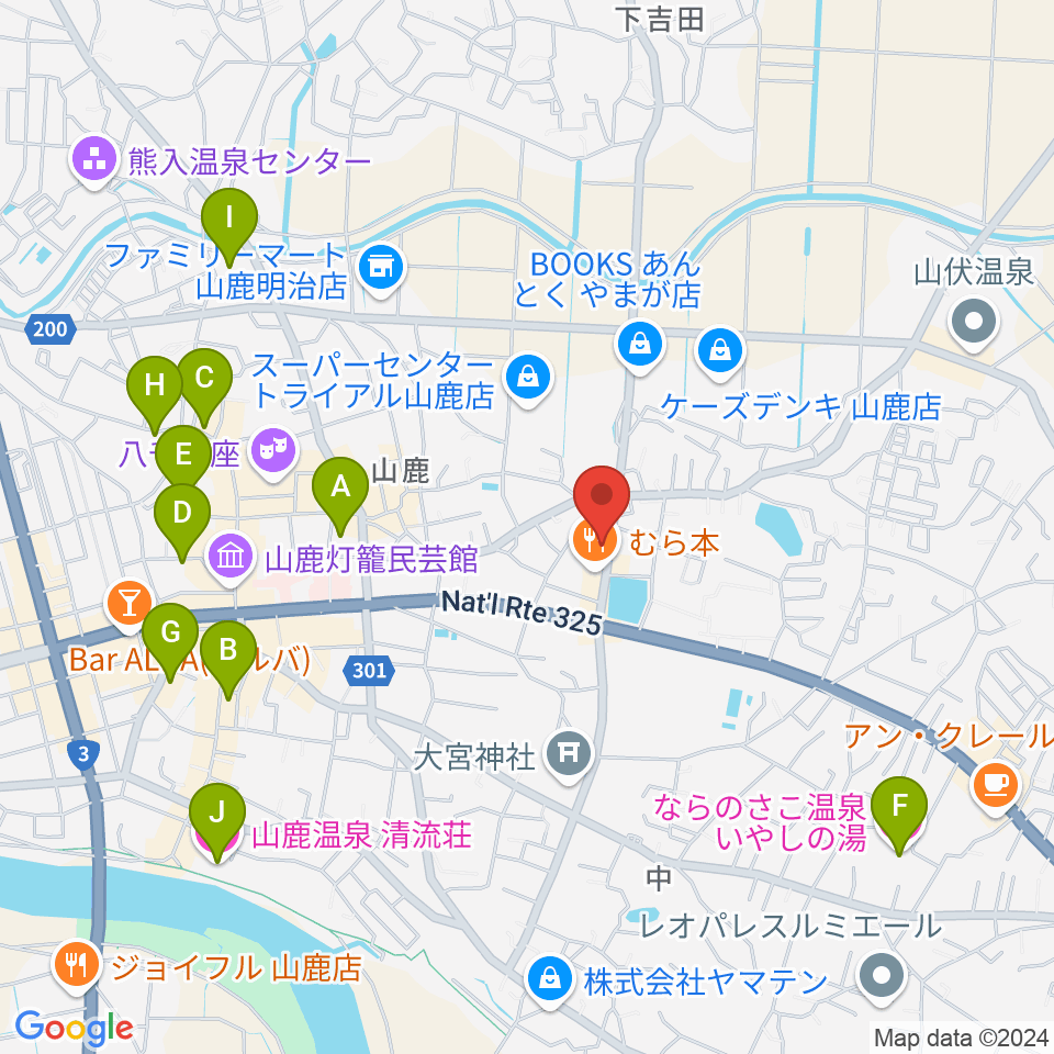 大谷楽器店 山鹿教室周辺のホテル一覧地図