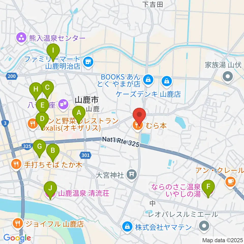 大谷楽器店 山鹿教室周辺のホテル一覧地図