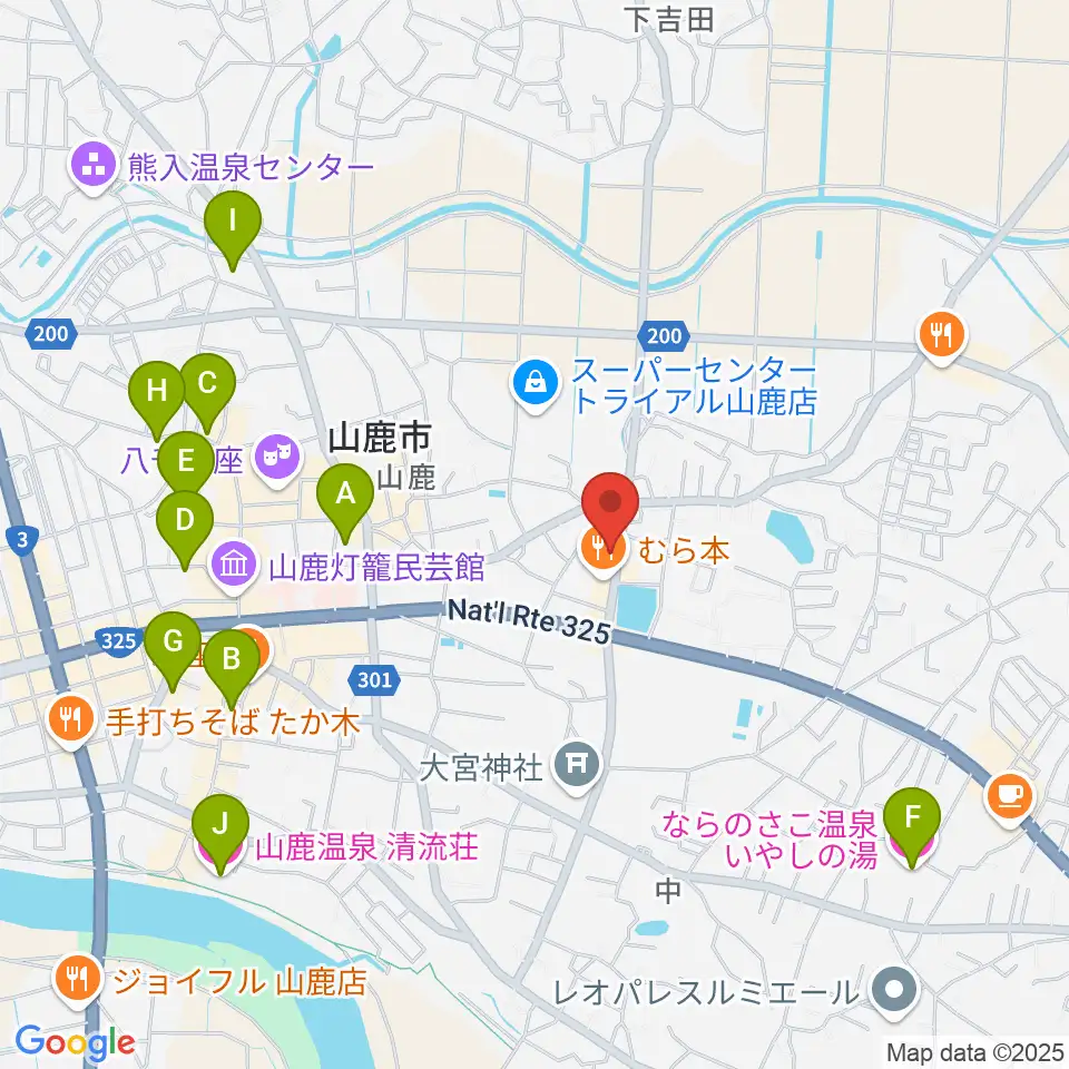 大谷楽器店 山鹿教室周辺のホテル一覧地図
