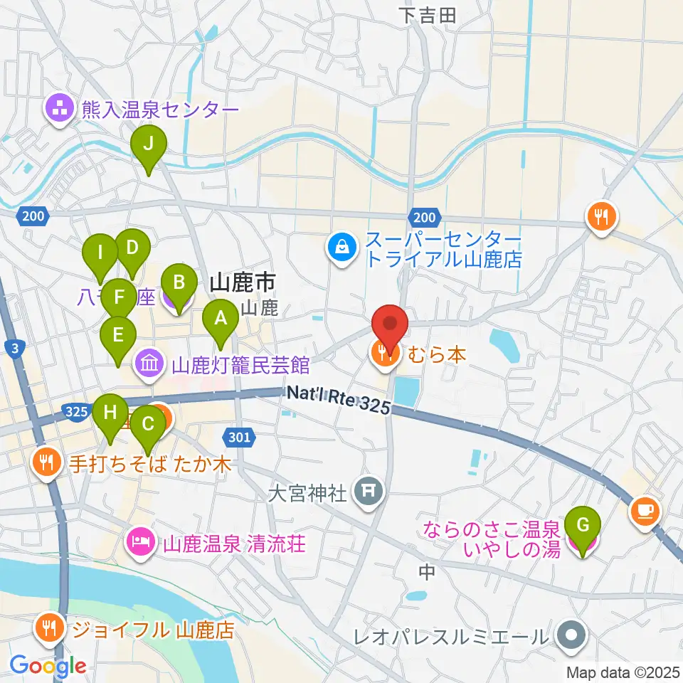 大谷楽器店 山鹿教室周辺のホテル一覧地図