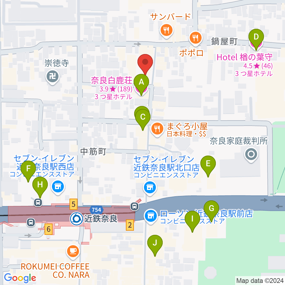 奈良ビバリーヒルズ周辺のホテル一覧地図