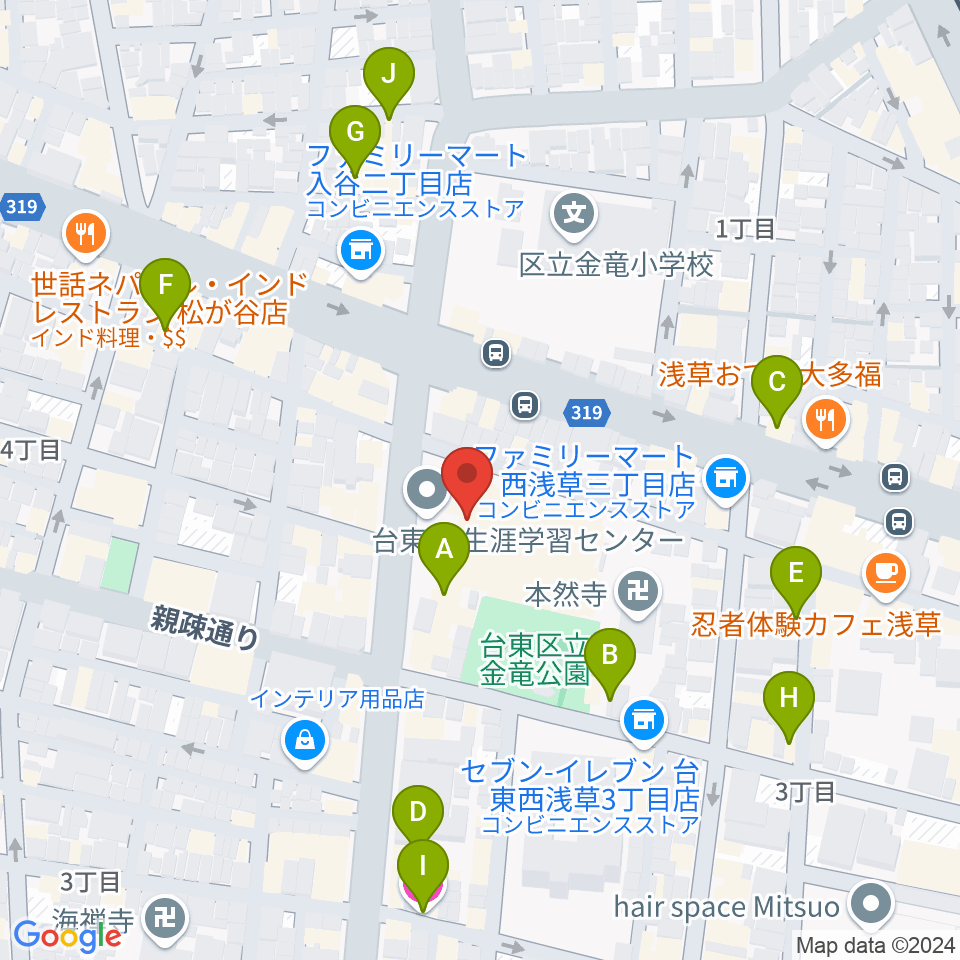 台東区生涯学習センター ミレニアムホール 周辺のホテル一覧マップ