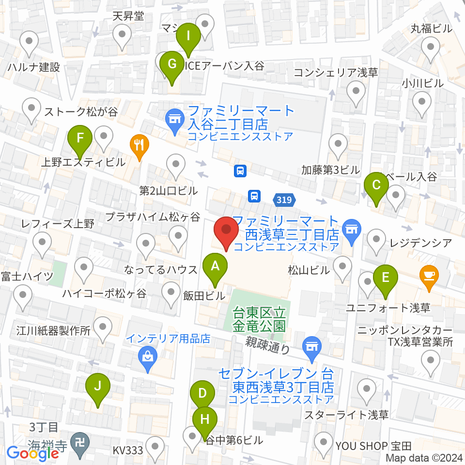 台東区生涯学習センター周辺のホテル一覧地図