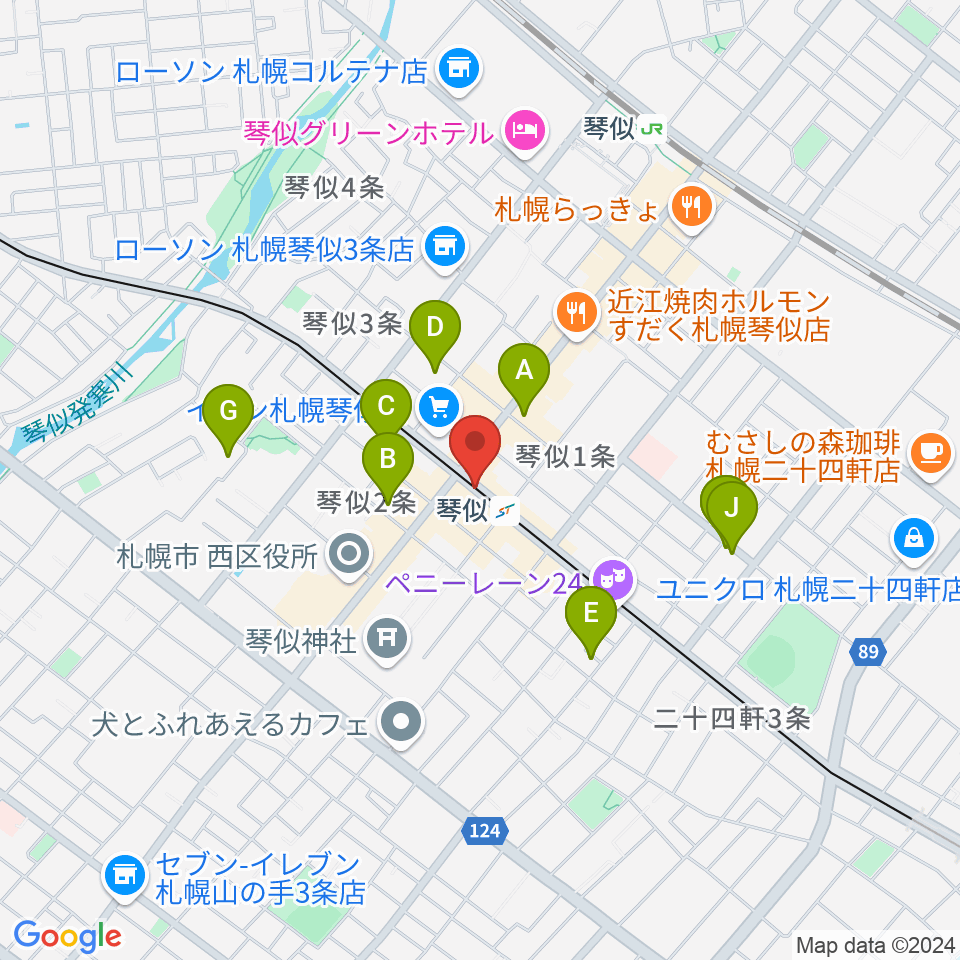 ターミナルプラザことにパトス周辺のホテル一覧地図