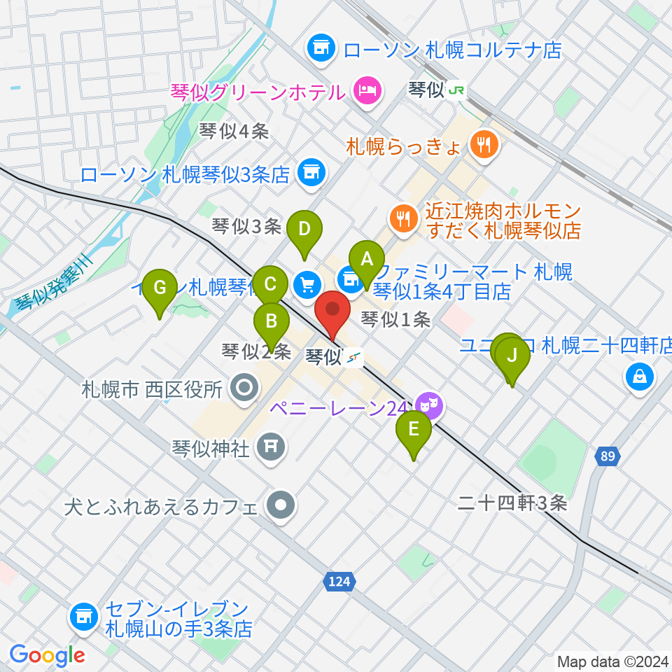 ターミナルプラザことにパトス周辺のホテル一覧地図