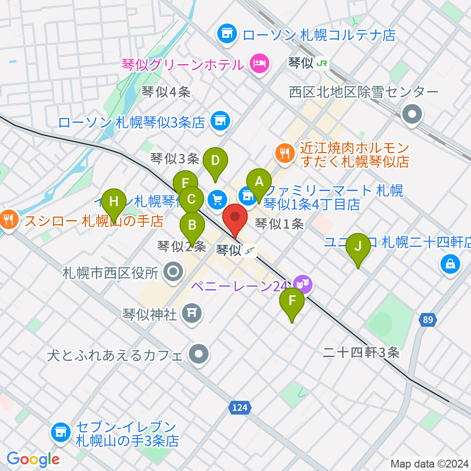 ターミナルプラザことにパトス周辺のホテル一覧地図