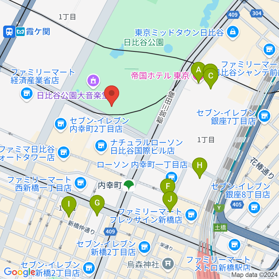 日比谷コンベンションホール周辺のホテル一覧地図