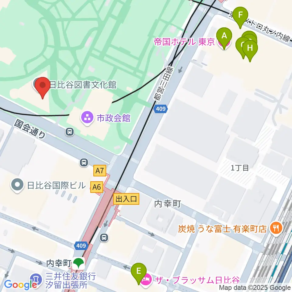 日比谷コンベンションホール周辺のホテル一覧地図