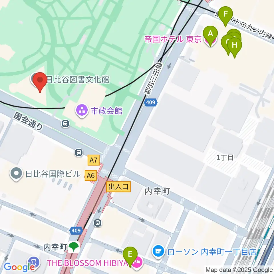 日比谷コンベンションホール周辺のホテル一覧地図