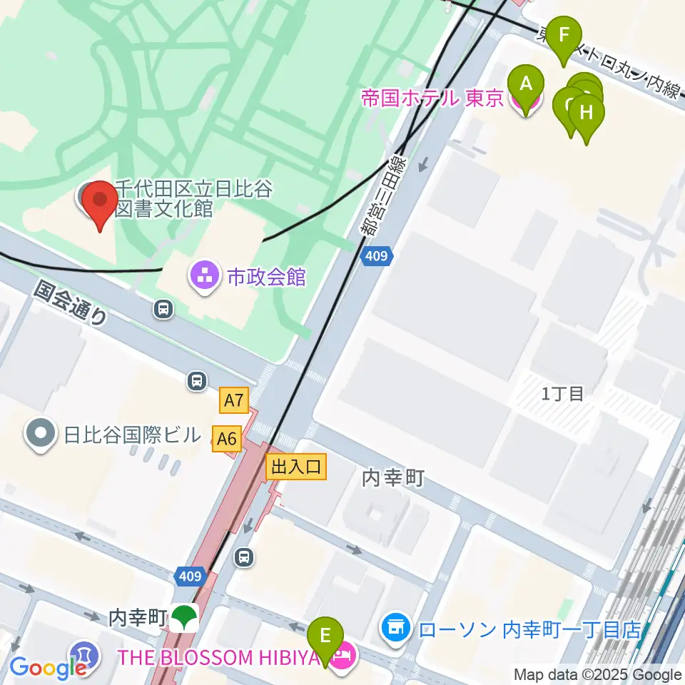 日比谷コンベンションホール周辺のホテル一覧地図