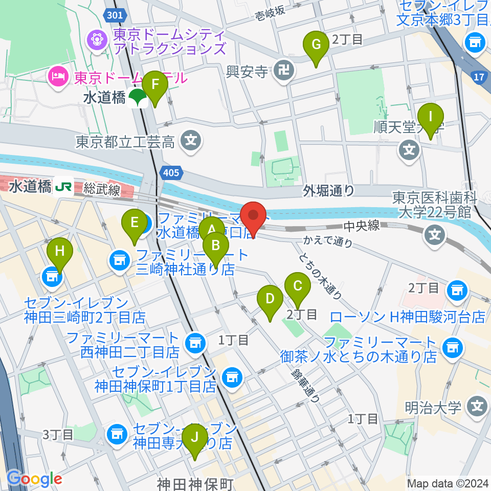 東京倶楽部 水道橋店周辺のホテル一覧地図