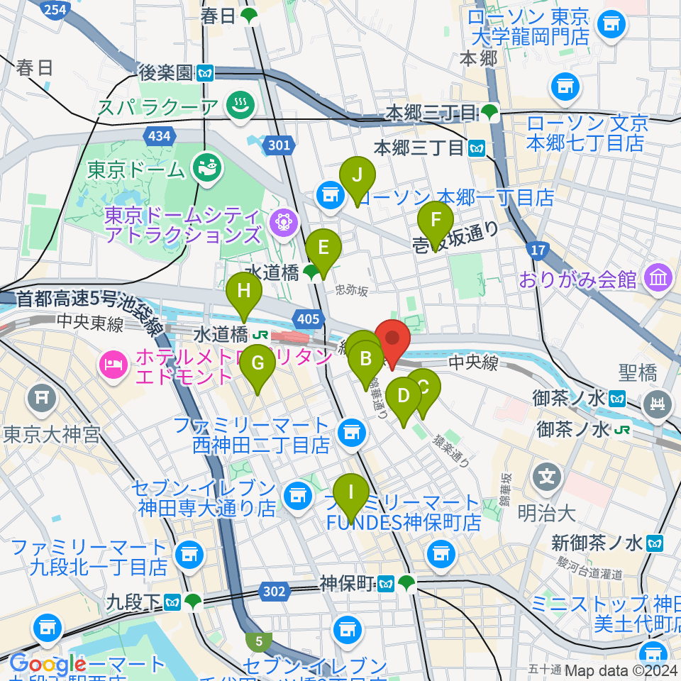 東京倶楽部 水道橋店周辺のホテル一覧地図