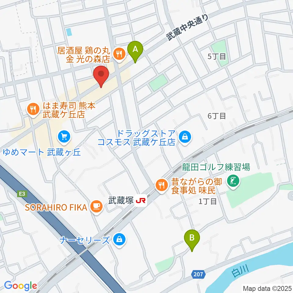 大谷楽器 武蔵ヶ丘教室周辺のホテル一覧地図