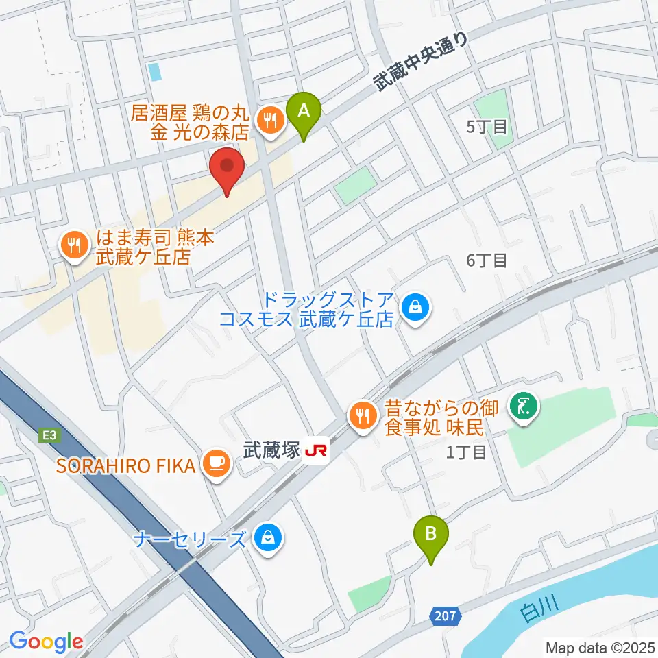 大谷楽器 武蔵ヶ丘教室周辺のホテル一覧地図