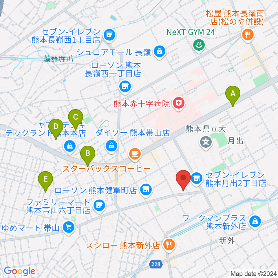 大谷楽器 月出教室周辺のホテル一覧地図