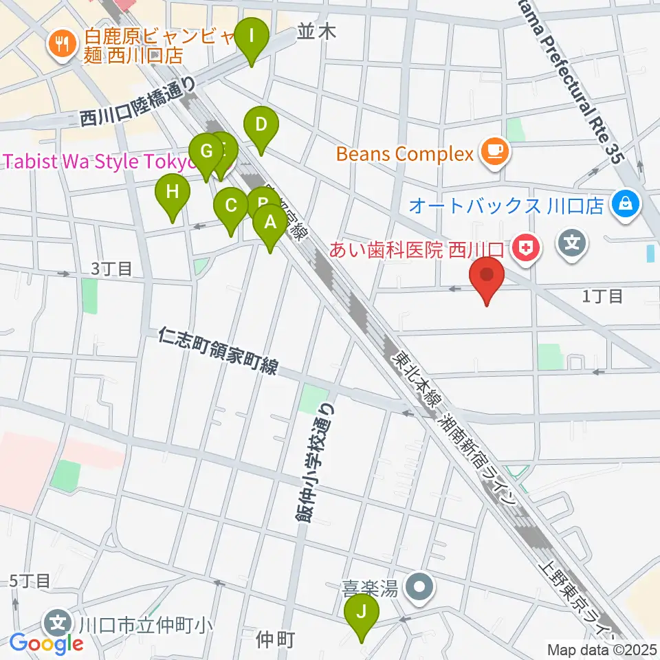 ワゴムスタジオ周辺のホテル一覧地図