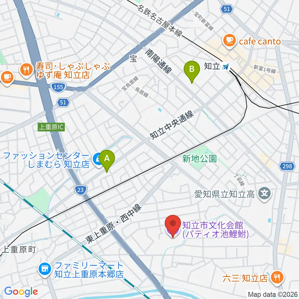 パティオ池鯉鮒 知立市文化会館 周辺のホテル一覧マップ