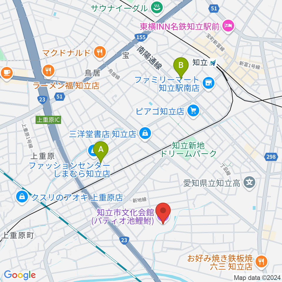 知立市文化会館 パティオ池鯉鮒周辺のホテル一覧地図