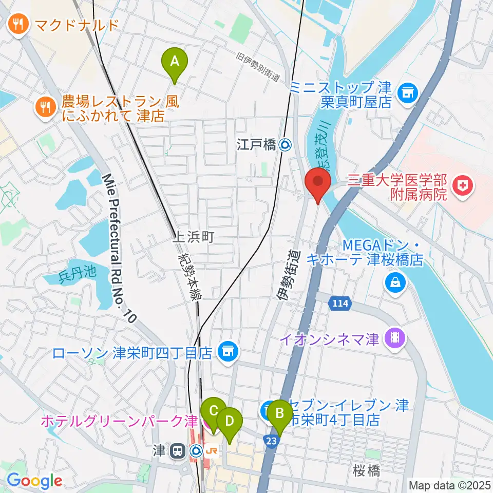 津あけぼの座周辺のホテル一覧地図