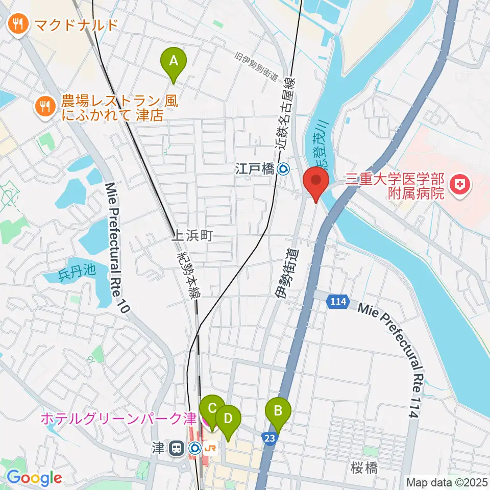 津あけぼの座周辺のホテル一覧地図