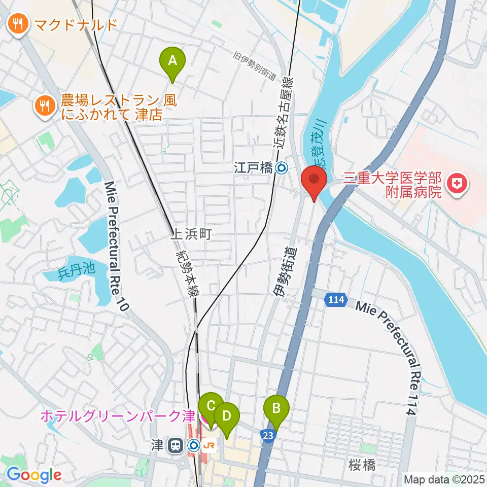 津あけぼの座周辺のホテル一覧地図