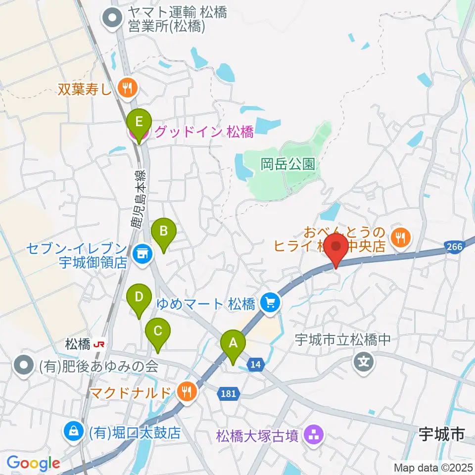 大谷楽器 松橋教室周辺のホテル一覧地図