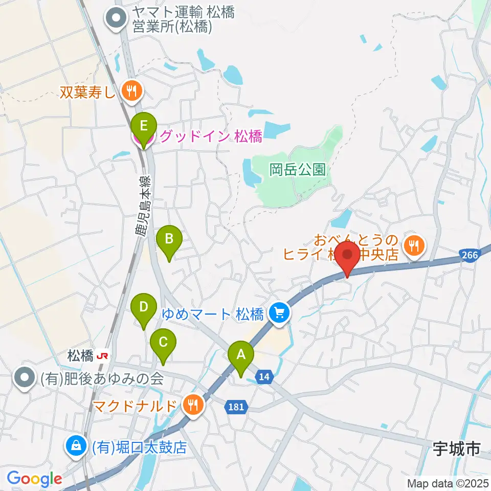 大谷楽器 松橋教室周辺のホテル一覧地図