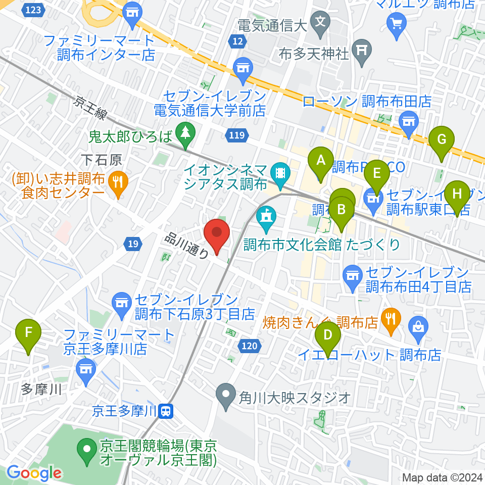 調布BerryMusic周辺のホテル一覧地図