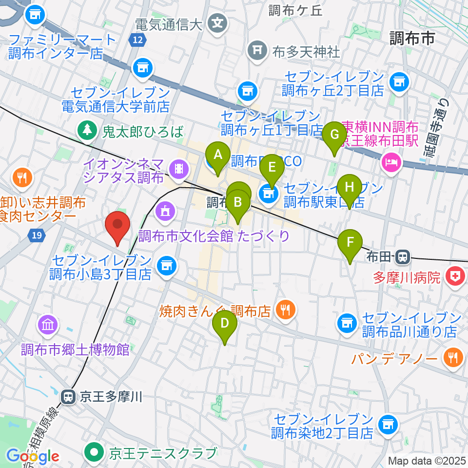 調布BerryMusic周辺のホテル一覧地図