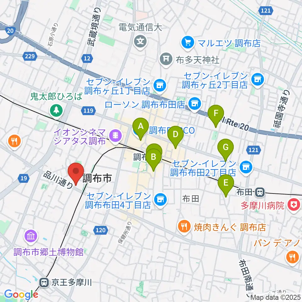 調布BerryMusic周辺のホテル一覧地図