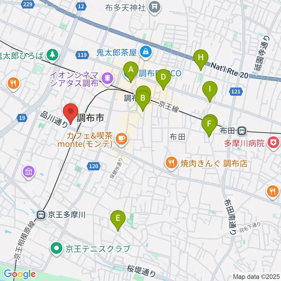 調布BerryMusic周辺のホテル一覧地図