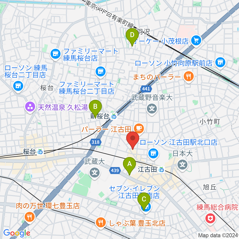 ロックンバナナ1スタジオ周辺のホテル一覧地図