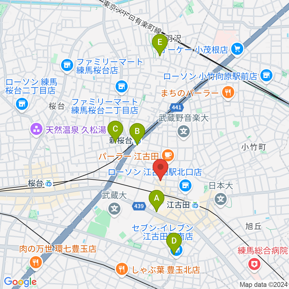 ロックンバナナ1スタジオ周辺のホテル一覧地図