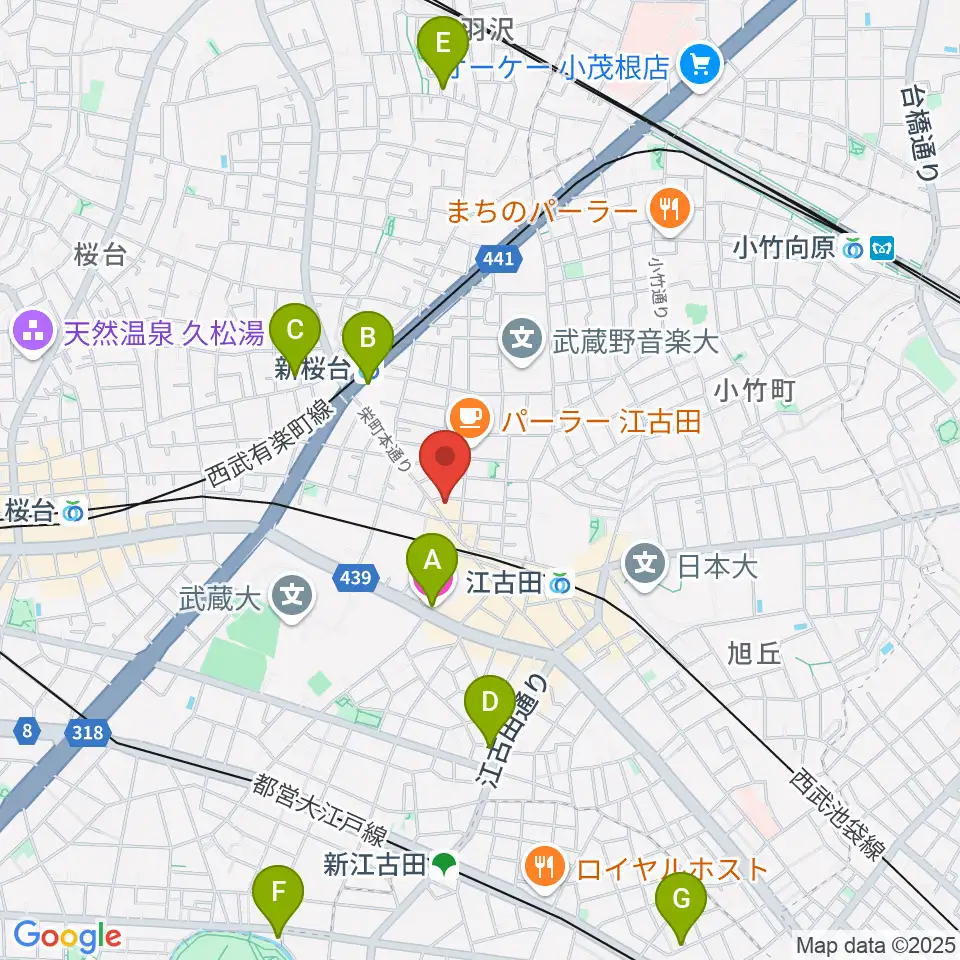 ロックンバナナ1スタジオ周辺のホテル一覧地図