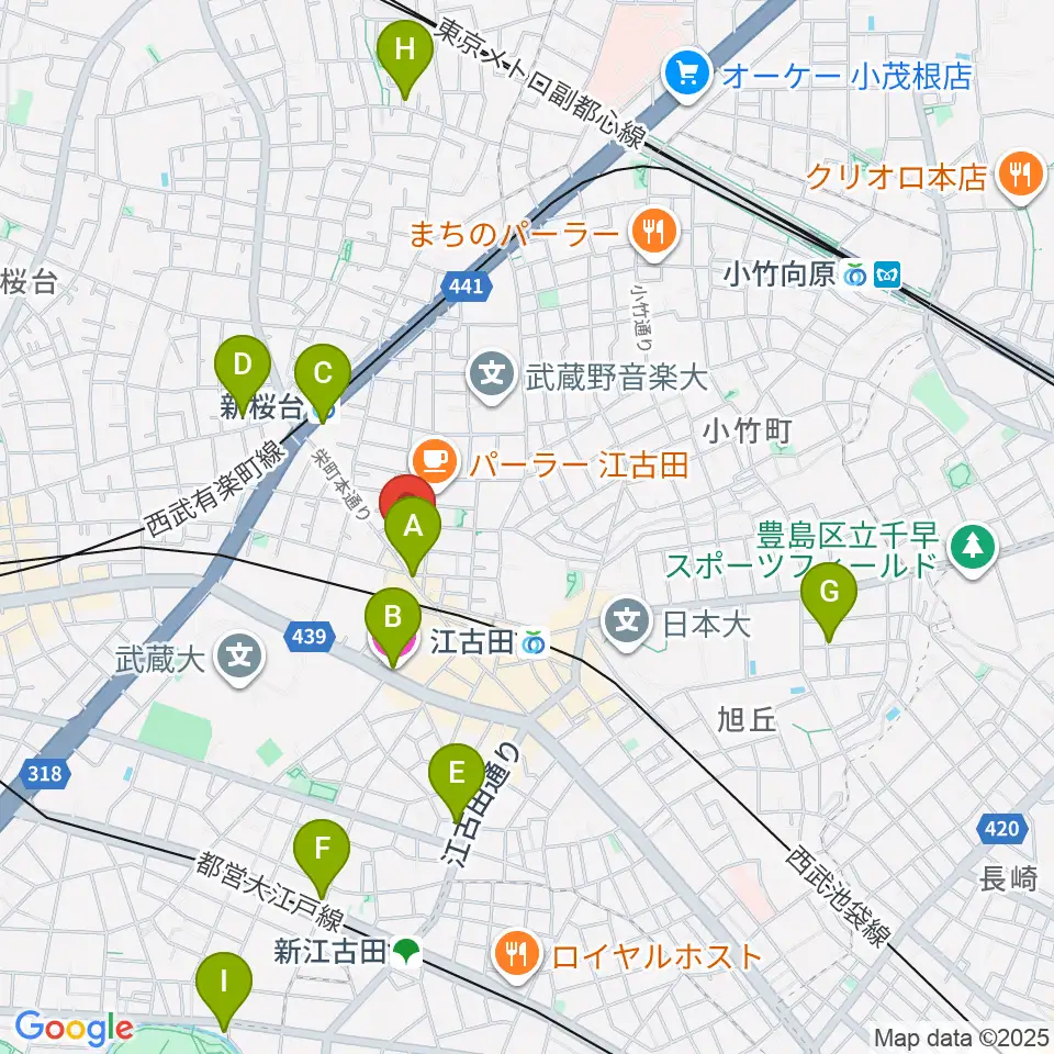 ロックンバナナ1スタジオ周辺のホテル一覧地図