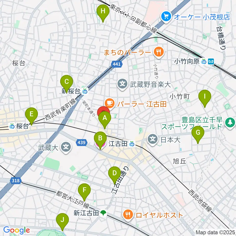 ロックンバナナ1スタジオ周辺のホテル一覧地図
