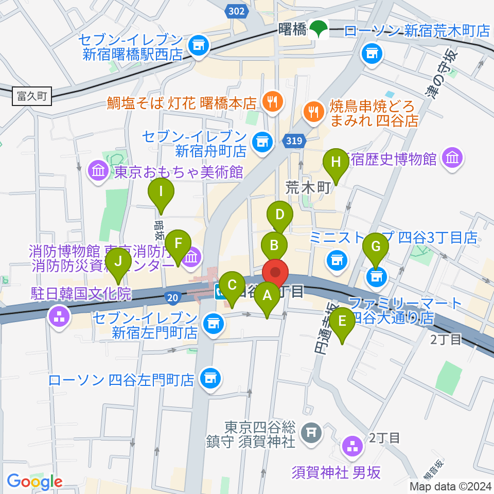 四谷ロータス周辺のホテル一覧地図