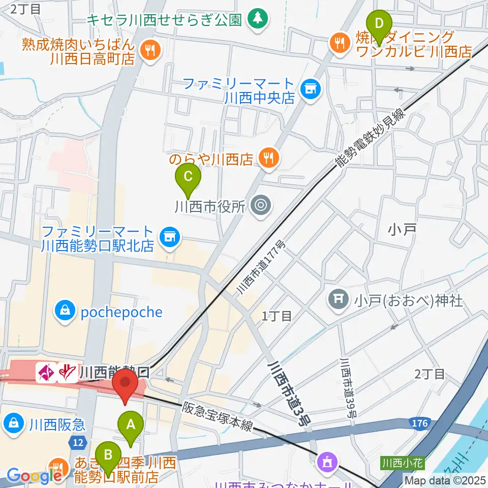 ハセガワ楽器 川西第2センター周辺のホテル一覧地図
