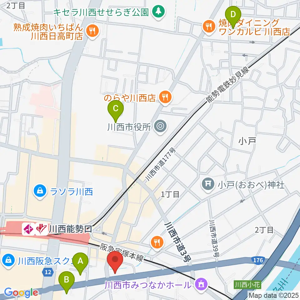 ハセガワ楽器 川西第1センター周辺のホテル一覧地図