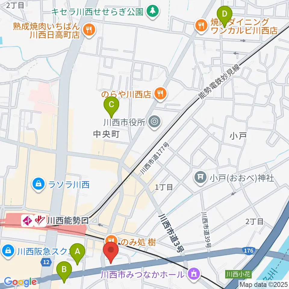 ハセガワ楽器 川西第1センター周辺のホテル一覧地図