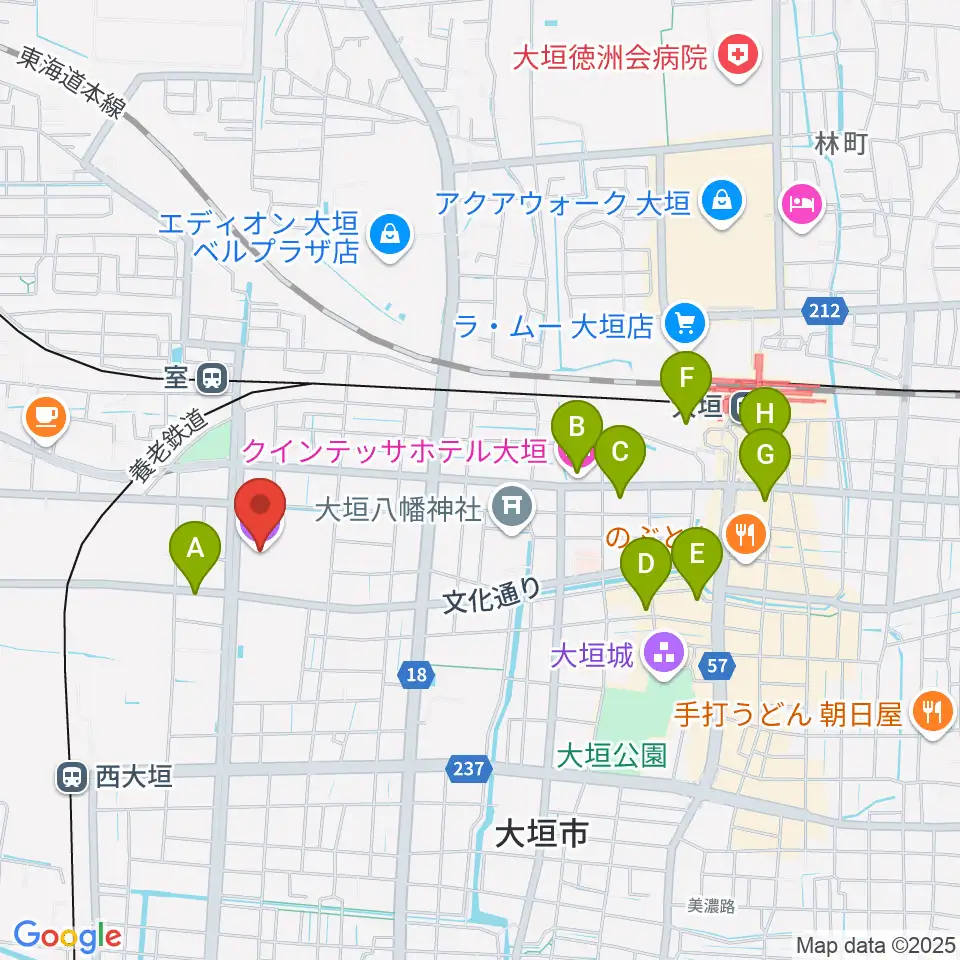 大垣市スイトピアセンター周辺のホテル一覧地図