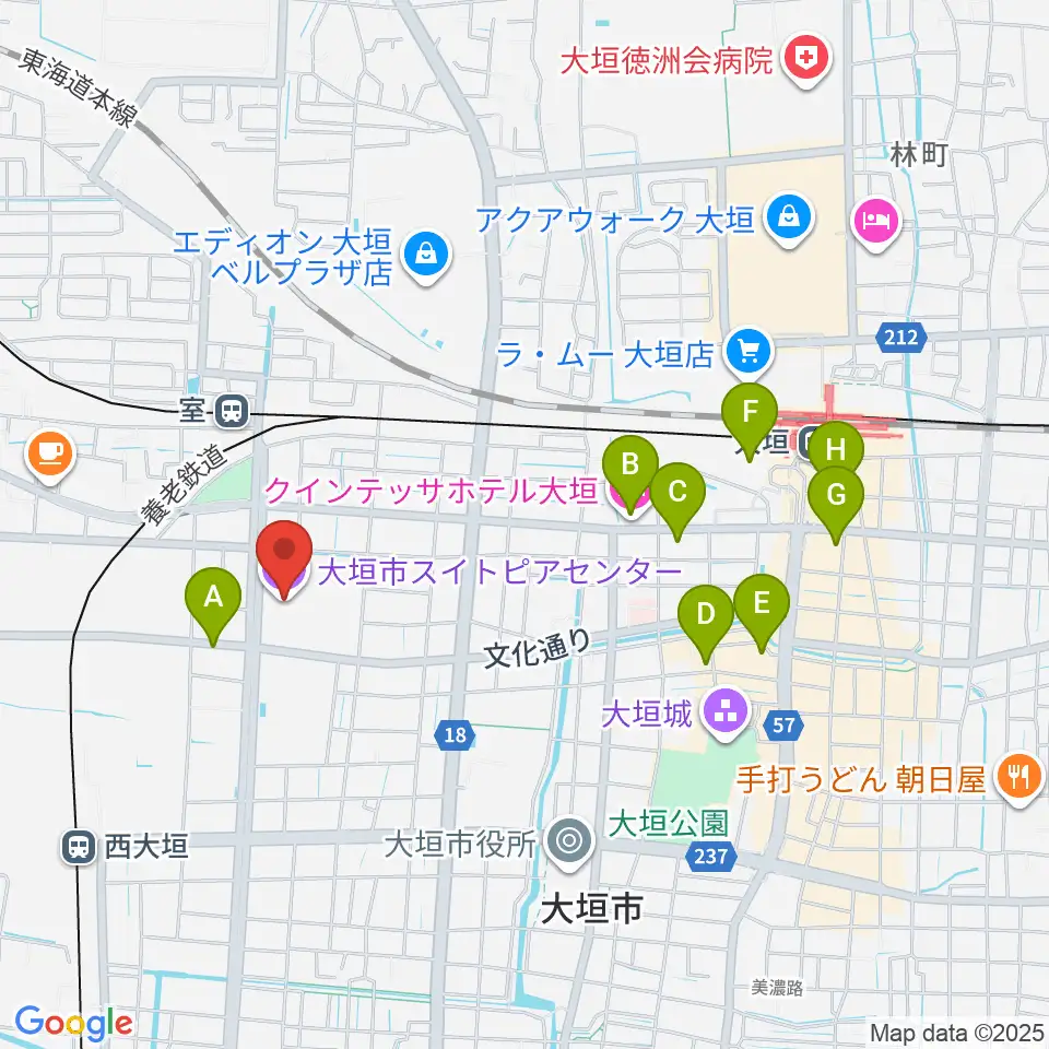 大垣市スイトピアセンター周辺のホテル一覧地図