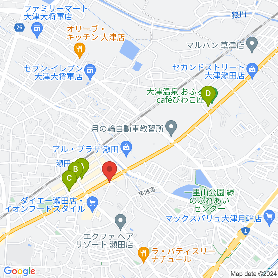 ロマン楽器 瀬田ショップ周辺のホテル一覧地図