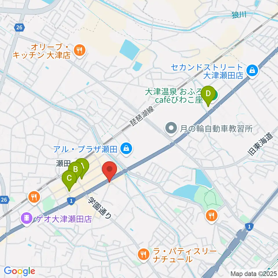 ロマン楽器 瀬田ショップ周辺のホテル一覧地図