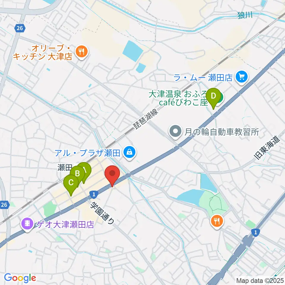 ロマン楽器 瀬田ショップ周辺のホテル一覧地図