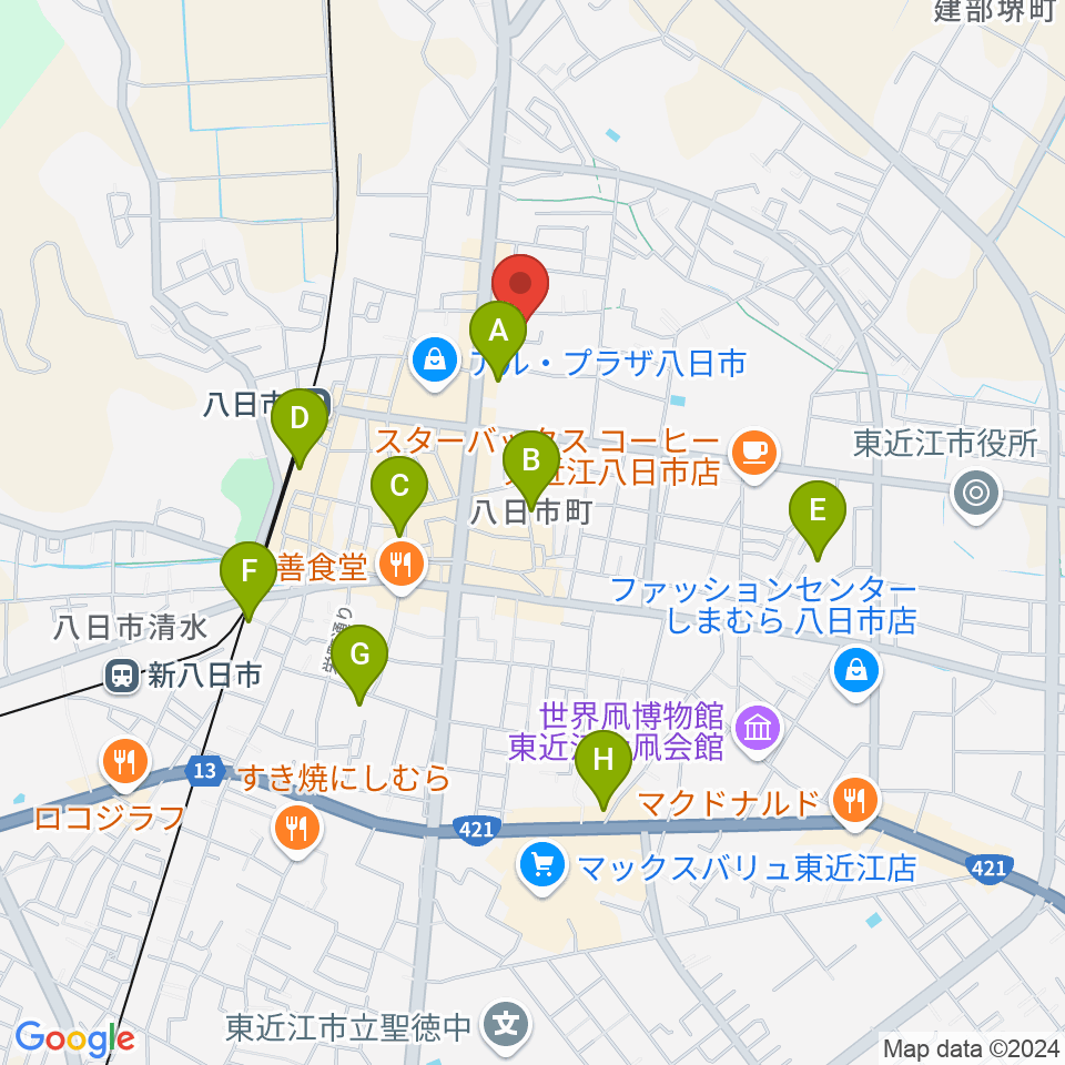 昭和堂楽器 八日市センター教室周辺のホテル一覧地図